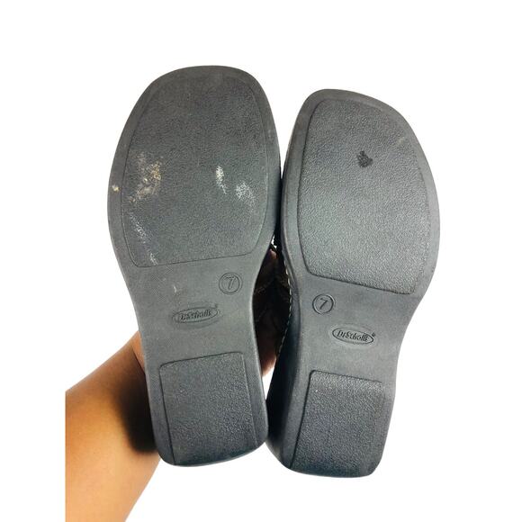 3326 Dr Scholls Weaved Leather Sandals Women 7 Brown Y2K Grunge Normcore Vintage - Picture 5 of 6